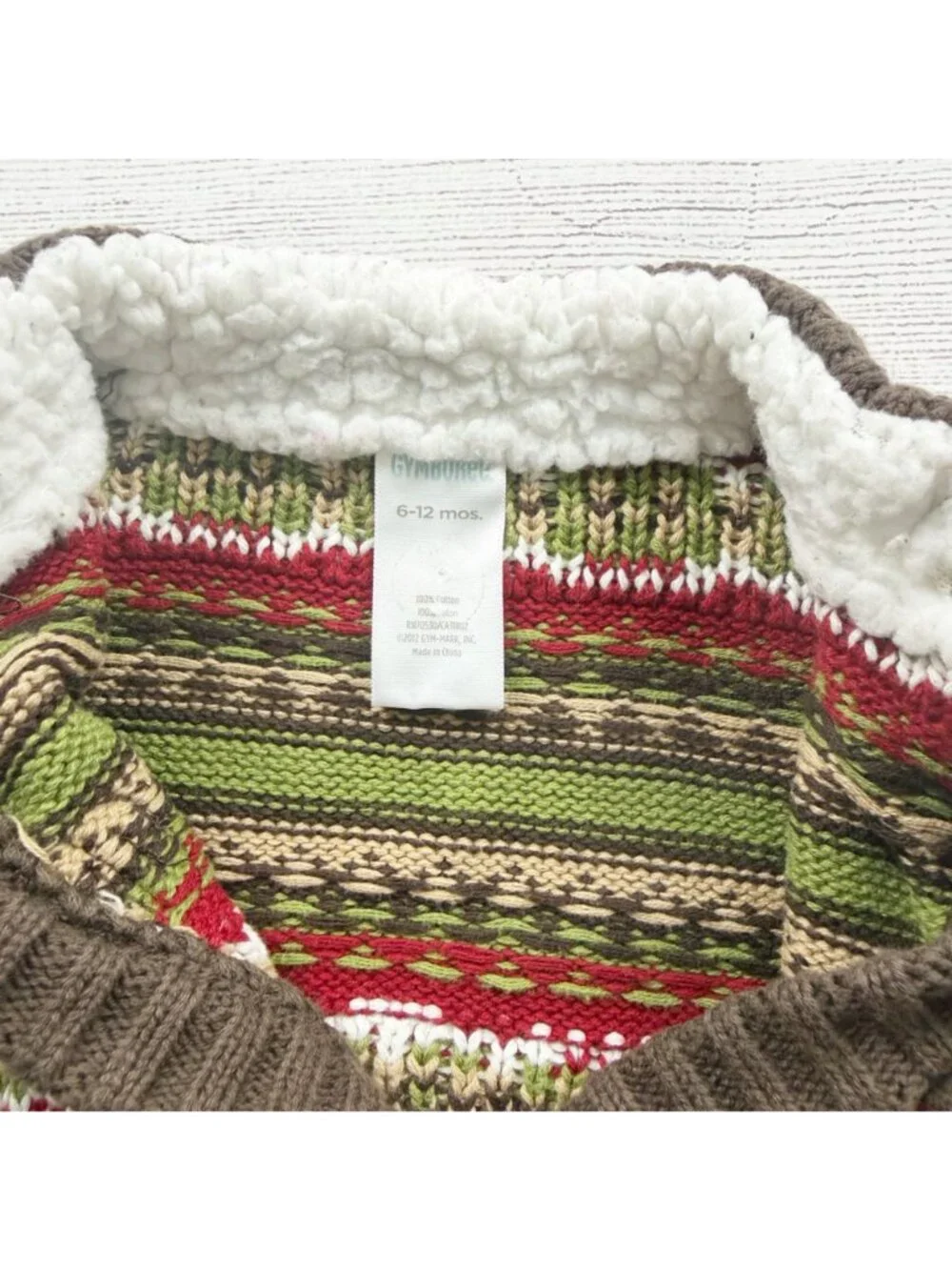 Gymboree Baby Fair Isle Pattern Sherpa Lined Cardigan Sweater 6-12 Months